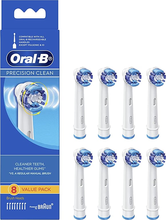 Oral-B Precision Clean Replacement Electric Toothbrush Heads Refills, 8 Pack