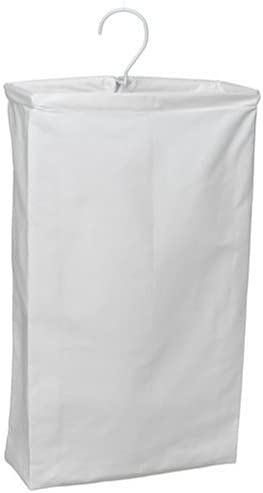 Household Essentials 148 Hanging Cotton Canvas Laundry Hamper Bag - White