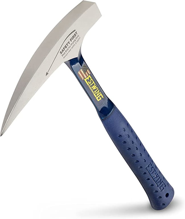 Estwing Rock Pick - 22 oz Geological Hammer with Pointed Tip & Shock Reduction Grip - E3-22P, Blue