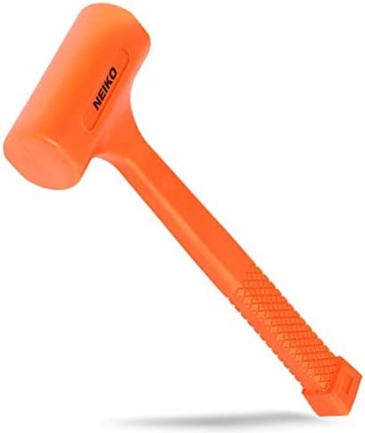 Neiko 02847A 2 LB Dead Blow Hammer, Neon Orange I Unibody Molded | Checkered Grip Spark and Rebound Resistant
