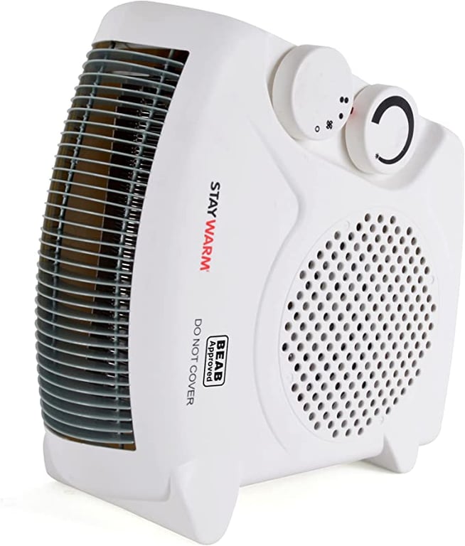 STAYWARM® 2000w Upright and Flatbed Fan Heater with 2 Heat Settings / Cool Blow Fan / Variable Thermostat / Frost Watch / Overheat Protection / BEAB and GS Safety Approved - F2003WH - White