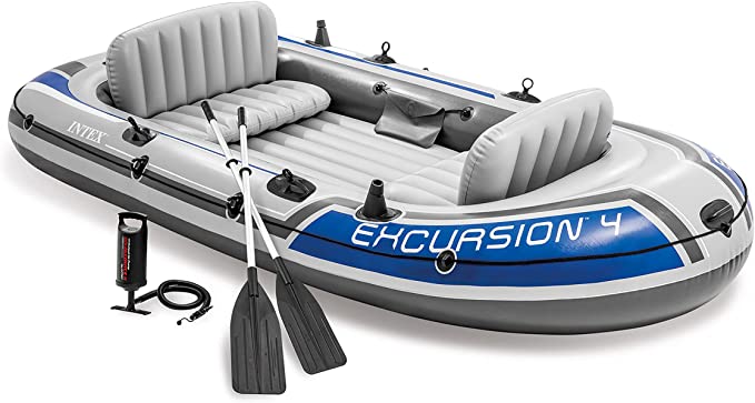 Intex 68324NP Boat Set, Yellow White and Blue, 124 inch x 65 inch x 17 inch