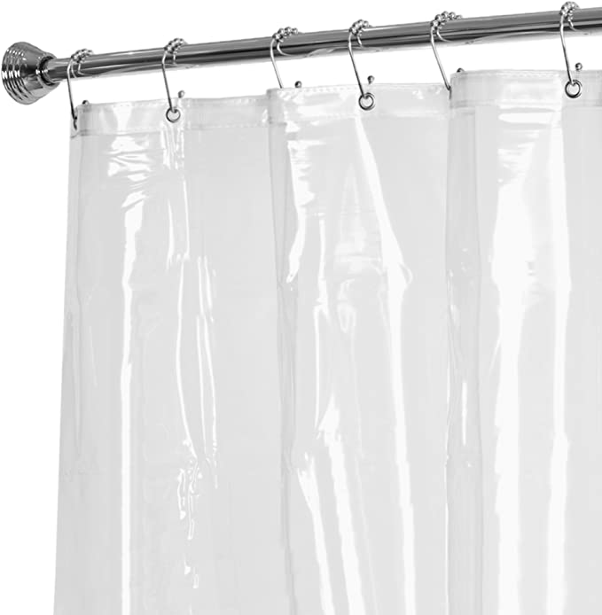 Maytex No More Mildew Premium 10 Gauge Shower Curtain Liner, Vinyl, Clear, 72x 72(inches)