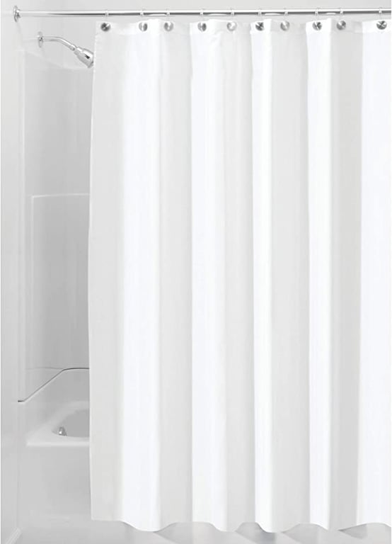 InterDesign Waterproof Mold and Mildew-Resistant Fabric Shower Curtain, 72-Inch by 72-Inch, White
