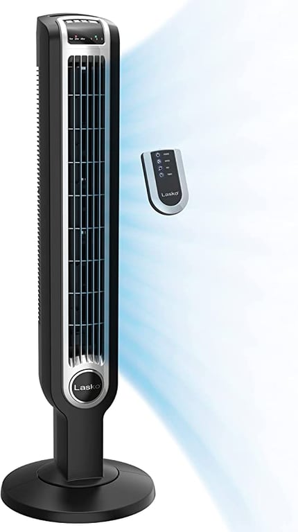 Lasko 2511 36” Oscillating 3-Speed Remote Control Tower Fan for Home, 36 Inch, Black