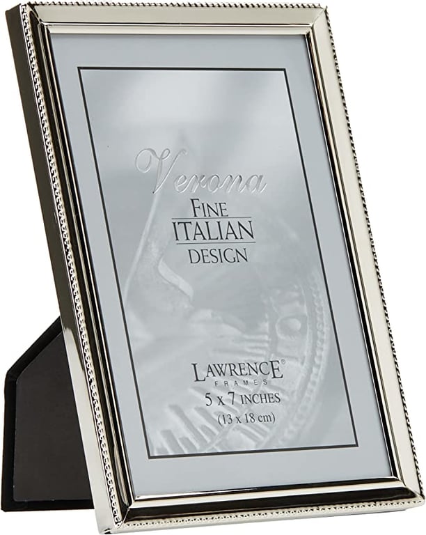 Lawrence Frames Polished Silver Plate 5x7 Picture Frame - Bead Border Design