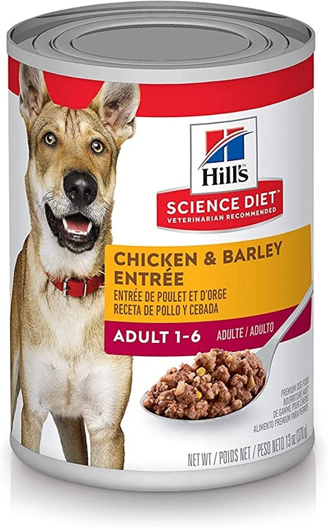Hill's Science Diet Adult Wet Dog Food, Chicken and Barley Entrée, 370g, 12 Pack, Canned Dog Food