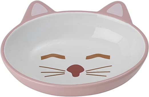 Petrageous Ceramic Oval Cat Bowl,, Pink