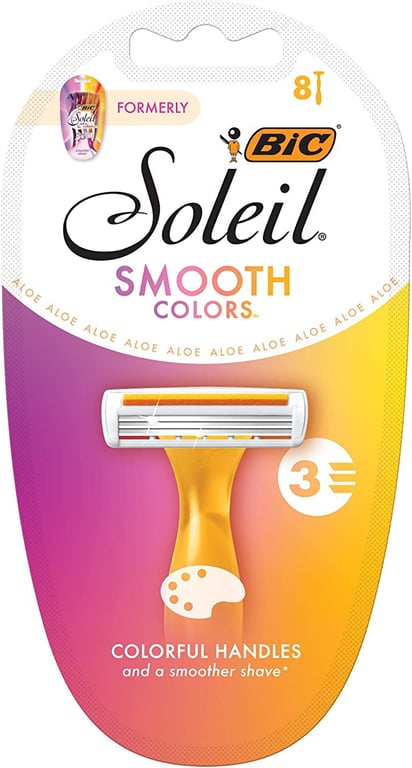 BIC Soleil Colour Collection Disposable Women's Razors - Pack of 8 Shavers, Assorted, SX3WP81-AST