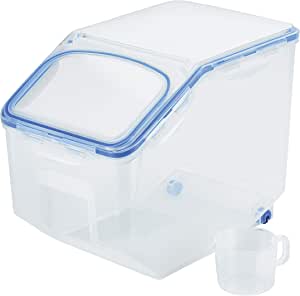 Lock & Lock HPL510 Rice Case with Cup, Clear/Blue, Flip Top - 50.7 Cup - Great for Rice