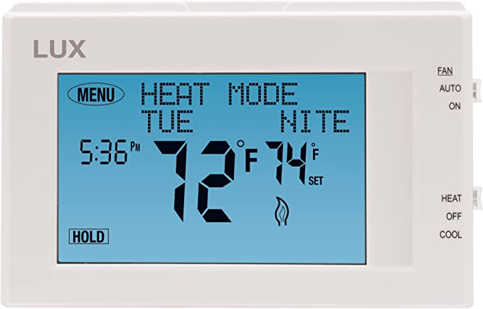 Lux Products TX9600TS Programmable Large Touchscreen Heating Cooling Thermostat, White