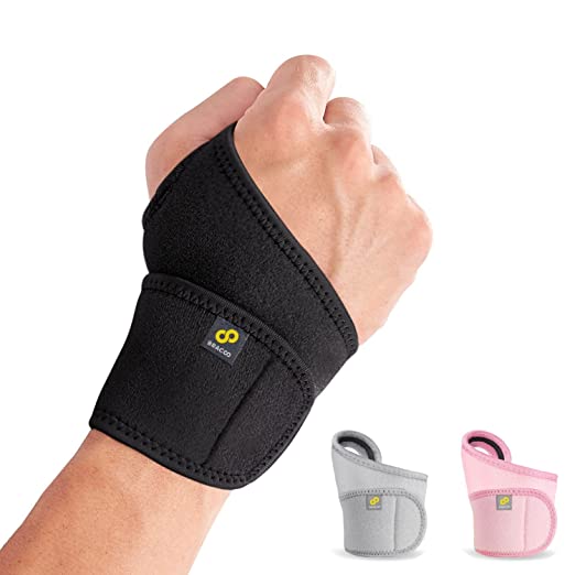 Bracoo Wrist Wrap, Reversible Compression Support for Sprains, Carpal Tunnel Syndrome, Wrist Tendonitis Pain Relief & Injury Recovery, WS10, 1 Count