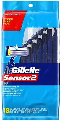 Gillette Sensor2 Disposable Razors for Men, Water Activated Lubrastrip to Help Avoid Skin Irritation, 18 count