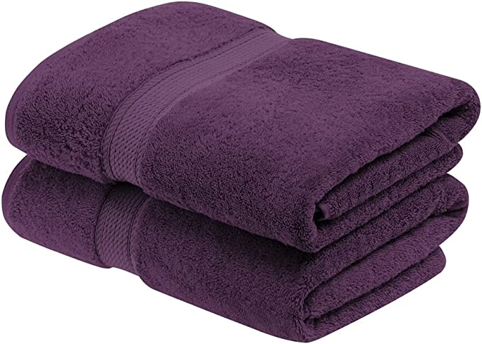 Superior 900 GSM Luxury Bathroom Towels, Made of 100% Premium Long-Staple Combed Cotton, Set of 2 Hotel & Spa Quality Bath Towels - Plum, 30" x 55" Each