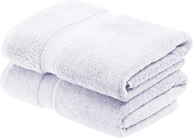 Superior 900 GSM Luxury Bathroom Towels, Made of 100% Premium Long-Staple Combed Cotton, Set of 2 Hotel & Spa Quality Bath Towels - White, 30" x 55" Each