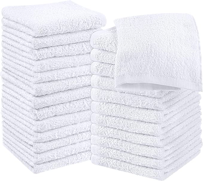 Utopia Towels Washcloths (24 Pack 30 x 30 cm) Pure Cotton Wash Cloth Multi-Purpose Highly Absorbent Extra Soft for Face Hand Gym & Spa (White)