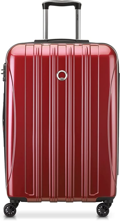 DELSEY Paris Helium Aero Hardside Expandable Luggage with Spinner Wheels, Brick Red, Checked-Medium 25 Inch, Helium Aero Hardside Expandable Luggage with Spinner Wheels