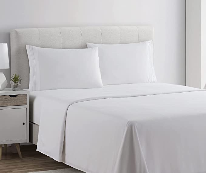 Clara Clark Premier 1800 Collection 4pc Bed Sheet Set - King Size, White