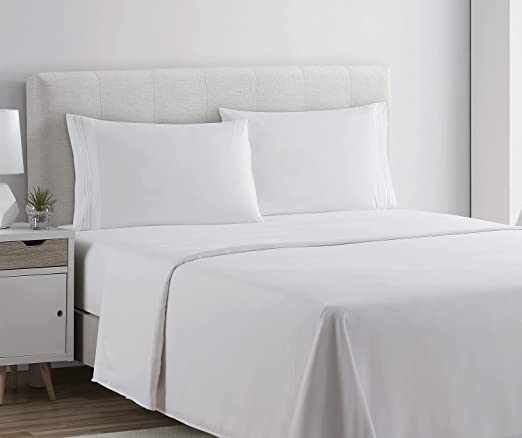 Clara Clark Premier 1800 Collection 4pc Bed Sheet Set - Queen Size, White