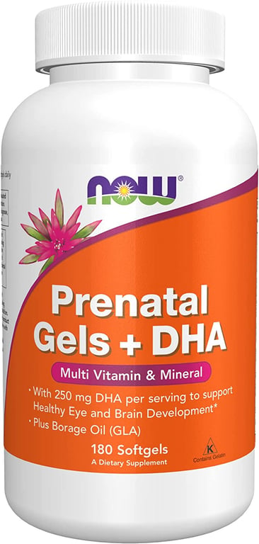 NOW Prenatal Gels + DHA,180 Softgels