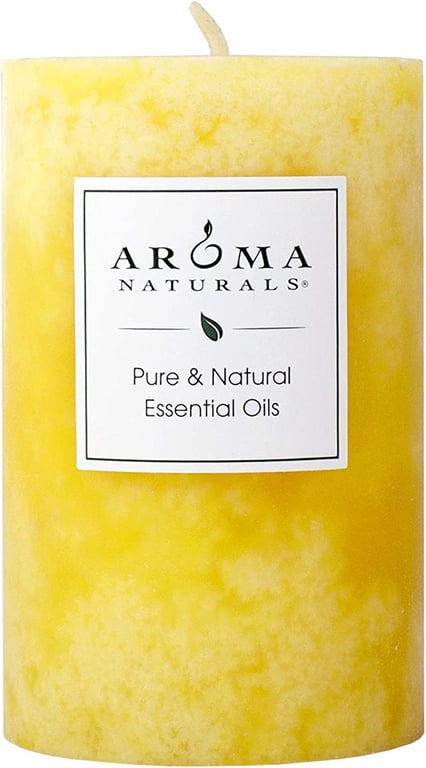 Aroma Naturals Soy Aromatherapy Scented Pillar Candle, Ambiance, Orange and Lemongrass, 2.5 inch x 4 inch