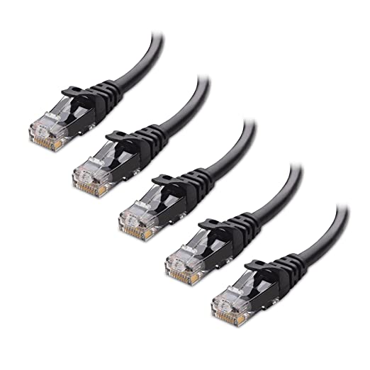 Cable Matters 5-Pack 10 Gbps Snagless Short Cat6 Ethernet Cable 1.5 m (Cat6 Ethernet Cables, Cat 6 Cable, LAN Cable) in Black 1.5m