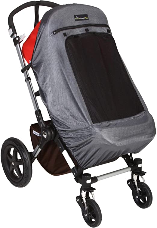 Universal Baby Pram & Stroller Sunshade (6m+) | UV Cover & Mosquito Net for Baby Strollers | Blocks up to 97.5% UV (UPF40+) | Portable Blackout Blind to Help Baby Sleep | SnoozeShade Plus Deluxe