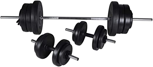 vidaXL Barbell + 2 Dumbbell Set 60.5kg Home Gym Sports Exercise Adjustable
