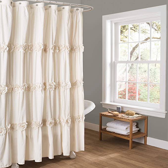 Lush Decor Darla Shower Curtain, 72 by 72-Inch, Ivory