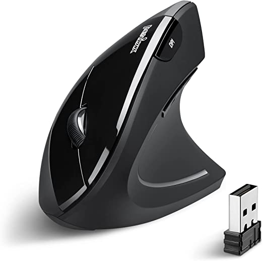 Perixx PERIMICE-713N, Wireless 2.4 GHz Natural Ergonomic Vertical Mouse with Nano Receiver, Power Switch, 6 Buttons, 3-Level DPI, Right Handed