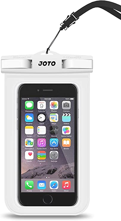 JOTO Universal Waterproof Phone Pouch Cellphone Dry Bag Case Compatible with iPhone 14 13 12 11 Pro Max Mini Xs XR X 8 7 6S Plus SE, Galaxy S21 S20 S10 Plus Note 10+ 9, Pixel 4 XL up to 7" -White