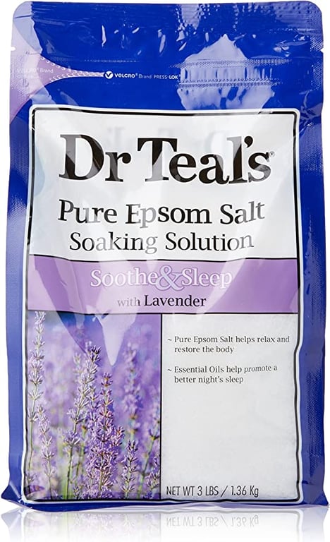 Dr. Teal’s Pure Epsom Salt Soaking Solution, Soothe & Sleep With Lavender, 3 Pound Bag