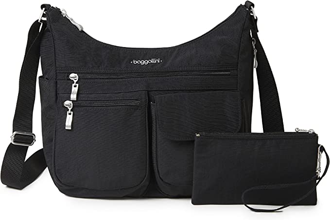 Baggallini Everywhere Lightweight Crossbody Bag - Multi-Pocketed, Spacious Water-Resistant Travel Purse with RFID Wristlet