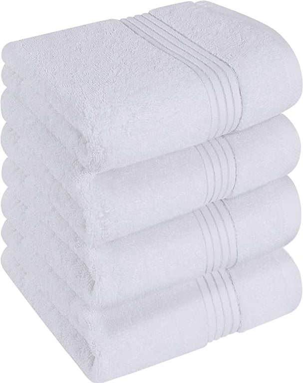 Utopia Towels 4 Piece Hand Towels Set, (16 x 28 inches) 100% Ring Spun Cotton, Lightweight and Highly Absorbent Towels for Bathroom, Camp, Travel, Spa, and Hotel (White)