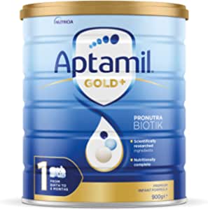 Aptamil Gold+ 1 Baby Infant Formula From Birth to 6 Months, 900 g, No Flavor Available
