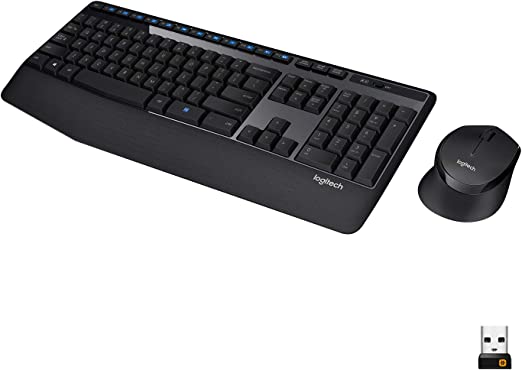 Logitech 920-006491 Wireless Keyboard and Mouse Combo MK345,Black/Blue