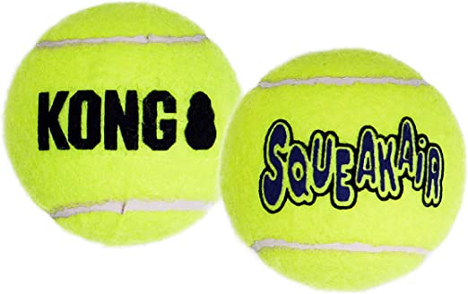 KONG - Squeakair Balls - Dog Toy Premium Squeak Tennis Balls, Gentle on Teeth - for X-Small Dogs (3 Pack)