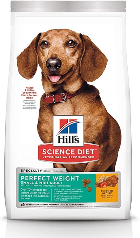 Hill's Science Diet Perfect Weight Adult Small & Mini, Chicken Recipe, Dry Dog Food for Healthy Weight & Weight Management, 1.81kg Bag