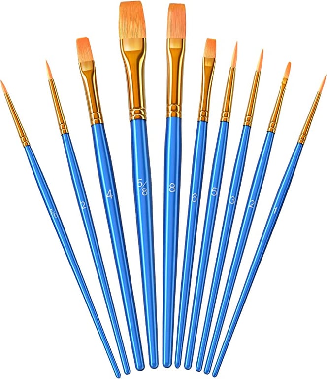 Paint Brush Set, Heartybay 10Pcs Paint Brushes for Acrylic Painting, Water Color Paintbrushes for Kids, Easter Egg Painting Brush, Face Paint Brush for Halloween, Round Pointed Tip Detail Small Brush