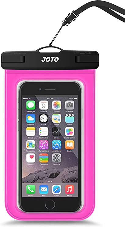 JOTO Universal Waterproof Phone Pouch Cellphone Dry Bag Case Compatible with iPhone 14 13 12 11 Pro Max Mini Xs XR X 8 7 6S Plus SE, Galaxy S21 S20 S10 Plus Note 10+ 9, Pixel 4 XL up to 7" -Pink