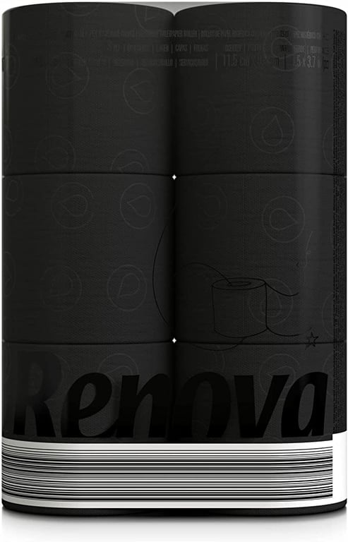 Renova Ultra Soft 3-Ply Toilet Paper Rolls, Black