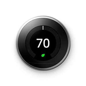 Nest Learning Thermostat, 3rd Generation, Compatible with Alexa, Stainless Steel, T3007ES 0.123W, 24V