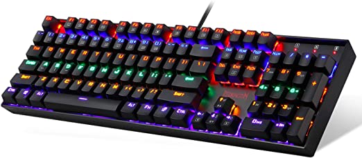 Redragon K551 Mechanical Gaming Keyboard RED Backlit Wired Keyboard with Blue Switches for Windows Gaming PC (104 Keys, Black)