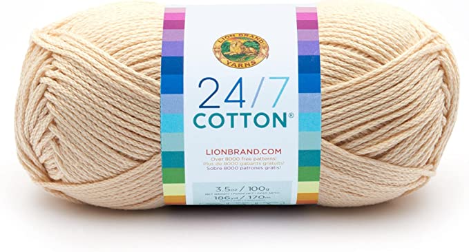 Lion Brand Yarn 761-098 24-7 Cotton Yarn, Ecru