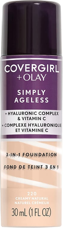 COVERGIRL+Olay Simply Ageless 3-in-1 Liquid Foundation, Creamy Natural, 1 Fl. Ounce (30 milliliters)