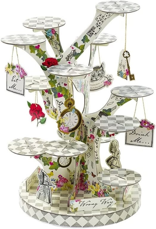 Talking Tables Alice in Wonderland Cupcake Stand, Decoration Table Centrepiece for Mad Hatter Party, Birthday, Afternoon Teas, Baby Shower, Treat, Mixed Colors