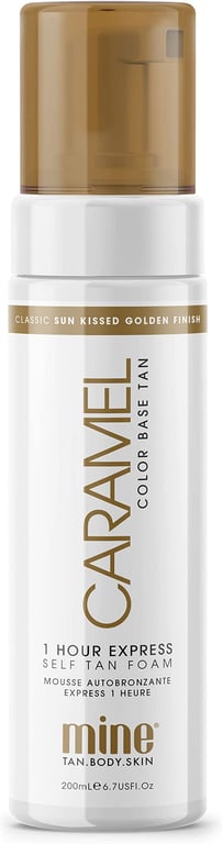 MineTan Caramel Self Tan Foam - Self Tanner Mousse For A Sunkissed, Golden Skin Finish, 1 Hour Express Tan, Vegan, 6.7 fl oz, 200 ml