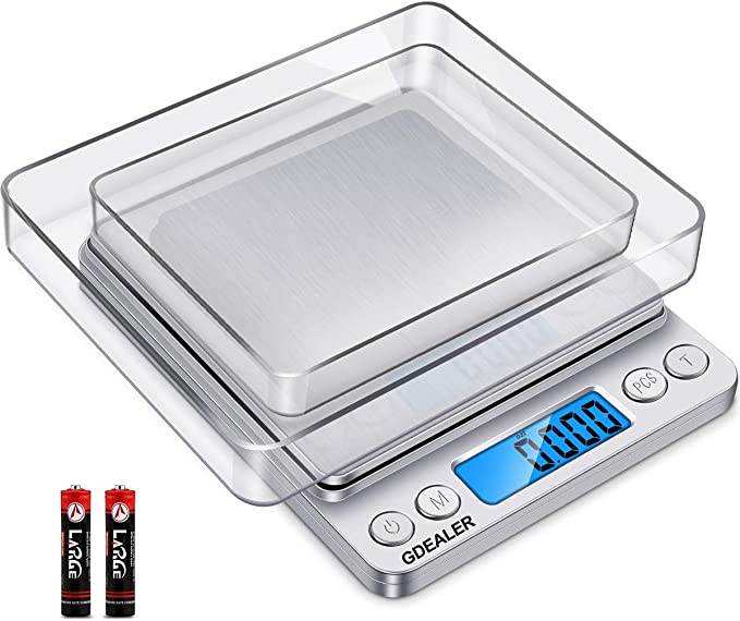 GDEALER DS1 Digital Pocket Kitchen Multifunction Food Scale for Bake Jewelry Weight, 0.001oz/0.01g 500g, Tare, Stainless Steel 12710619mm Silver