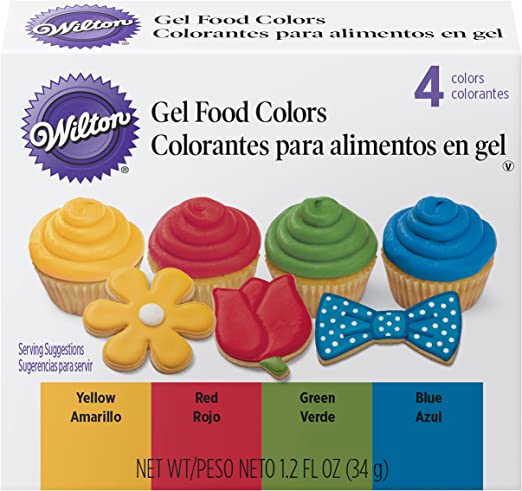 Wilton Primary Icing Colors, 4-Piece - Gel Icing Colors, Yellow, red, Green and Blue
