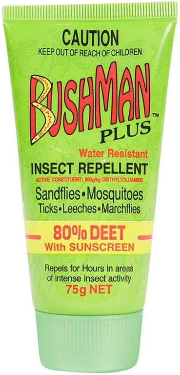 Bushman Plus 80% Deet with Sunscreen DryGel Tube 75 g, 75 grams